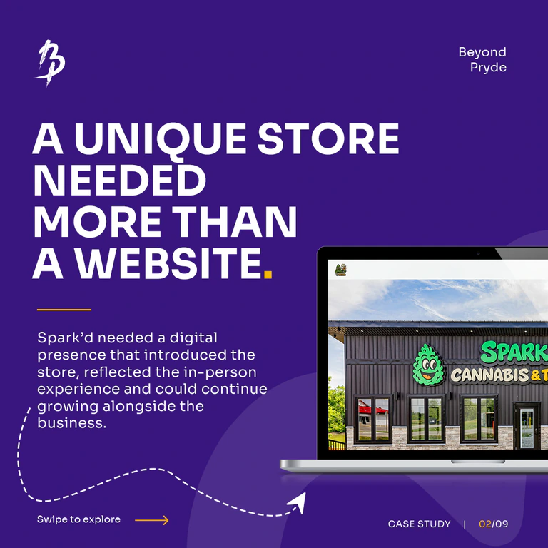 Spark’d Cannabis & Tobacco storefront displayed on a laptop