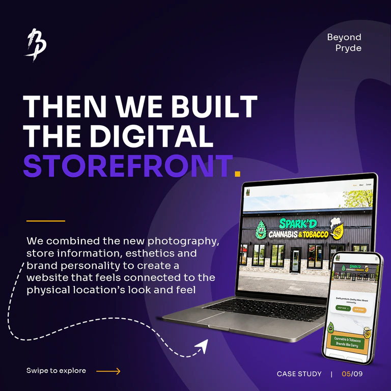 Spark’d Cannabis & Tobacco digital storefront shown across a laptop and phone